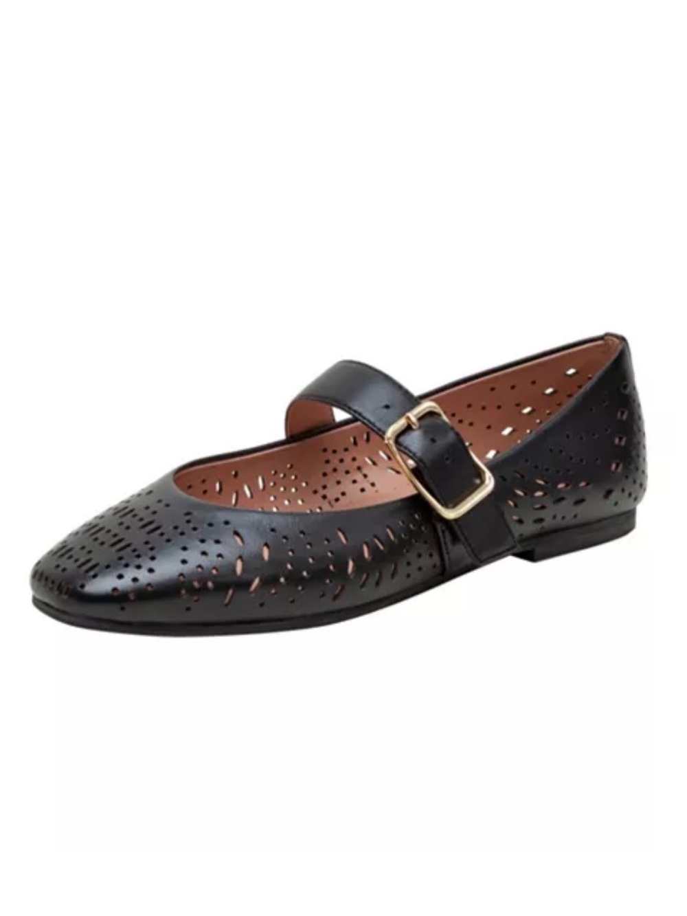 🆕 Linea Paolo MILLER Laser Cut Black Leather Mary Jane Flats - 8.5